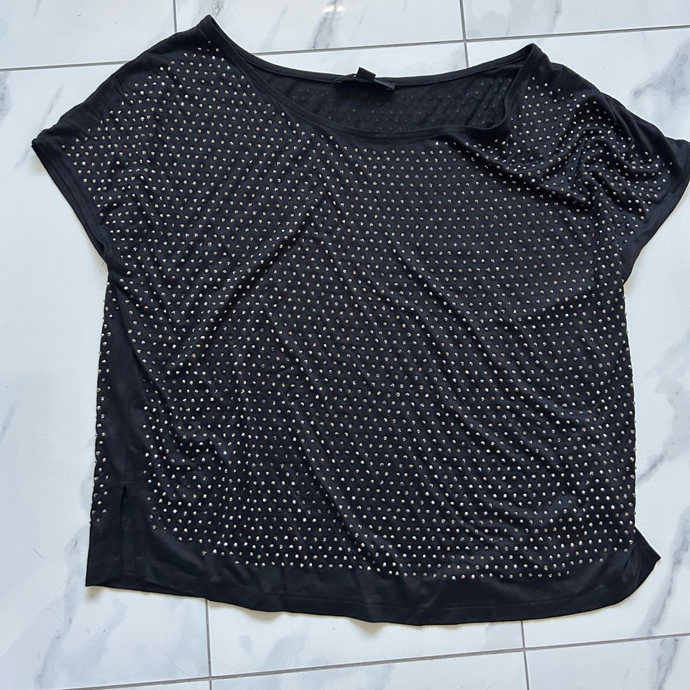 All Saints Black Studded Dolman Top